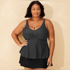 Women's Polka Dot Twist-Front Plunge Tankini Top - Shade & Shore Size 18